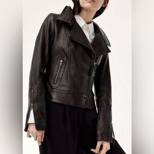 MACKAGE Sz S  Kenya Aritzia Lamb’s Leather Zipper Snap Closure Moto Style Jacket
